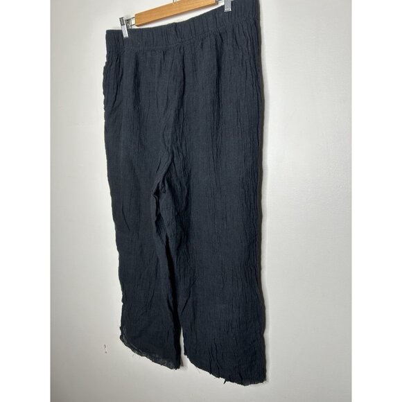 Tahari 100% Line Cropped Wide Leg Pants Pull On Elastic Waist Black Pockets XL - Picture 5 of 8